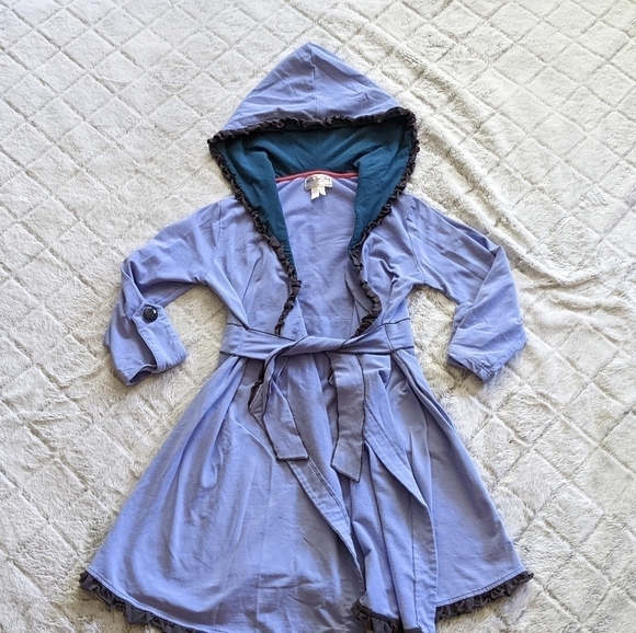 Matilda Jane Women's Medium Nightingale Willow Purple Ruffle Hooded Robe Jacket - Picture 2 of 6